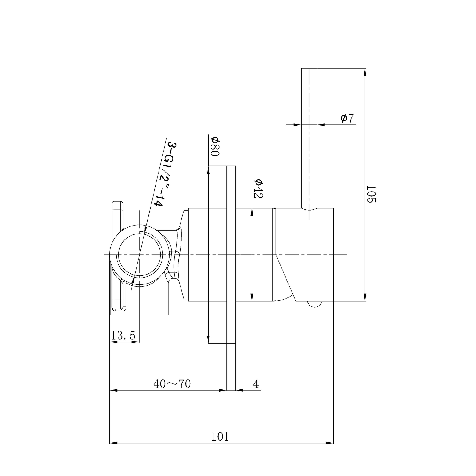 Otus Slimline SS Wall Mixer Chrome