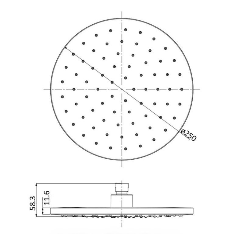 Otus Round Shower Head 250mm Gun Metal