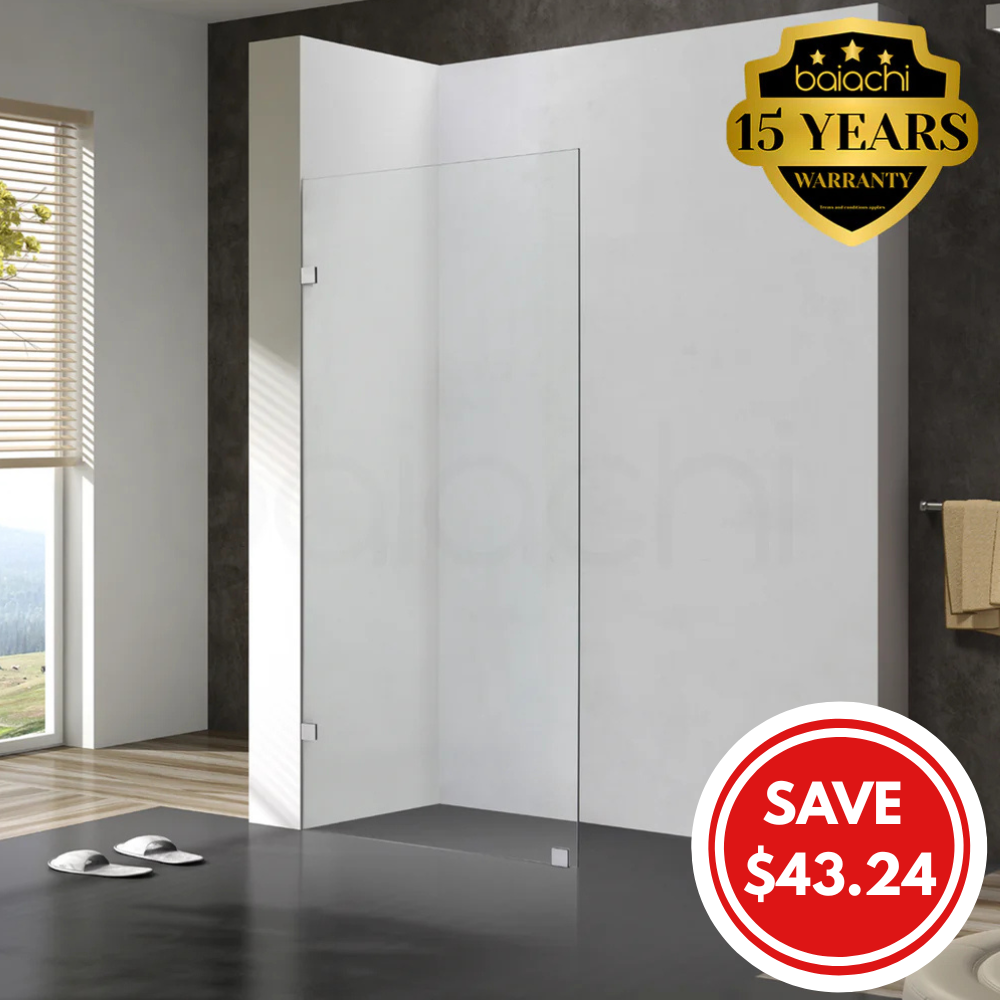 800mm Fixed Panel Shower Screen Chrome
