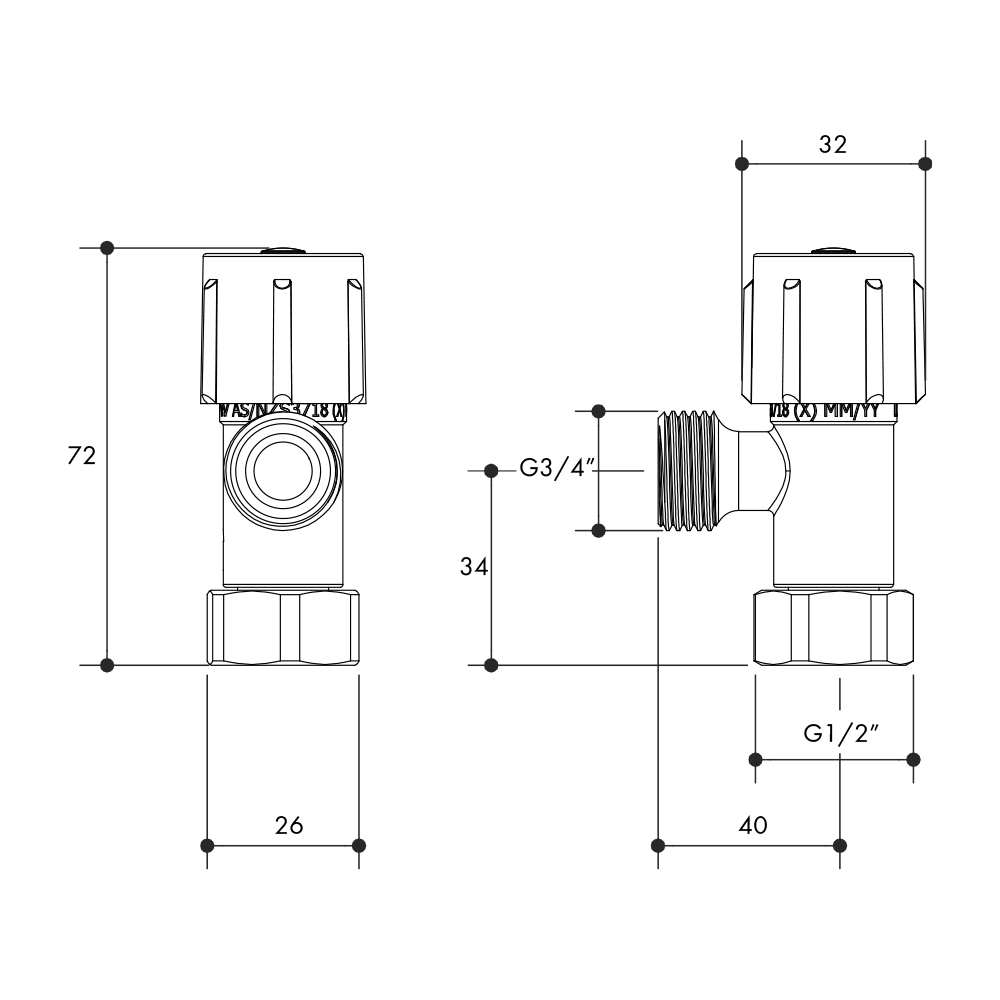 Fitquik 1/4 Turn Washing Machine Stop Swivel Nut Cone Chrome