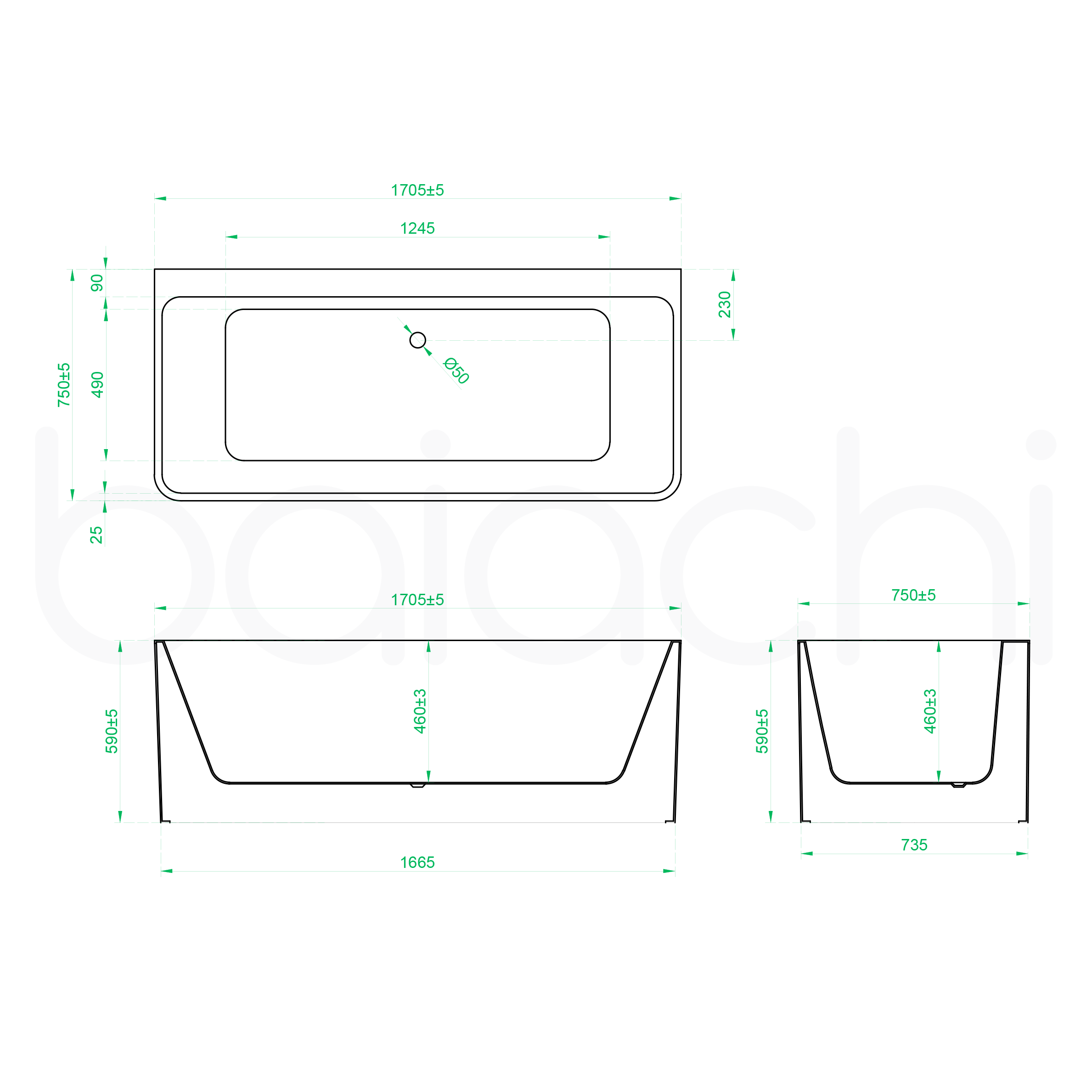 Baiachi Cubi 1700 Freestanding Bath MK2