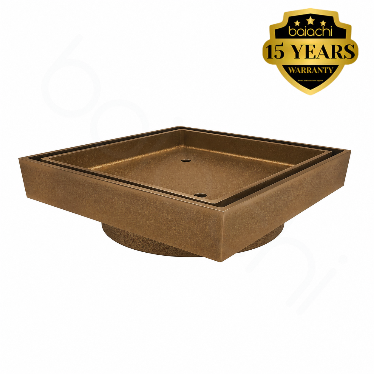 Baiachi 115 x 115mm Square Tile Insert Floor Waste 90mm outlet Brushed Copper