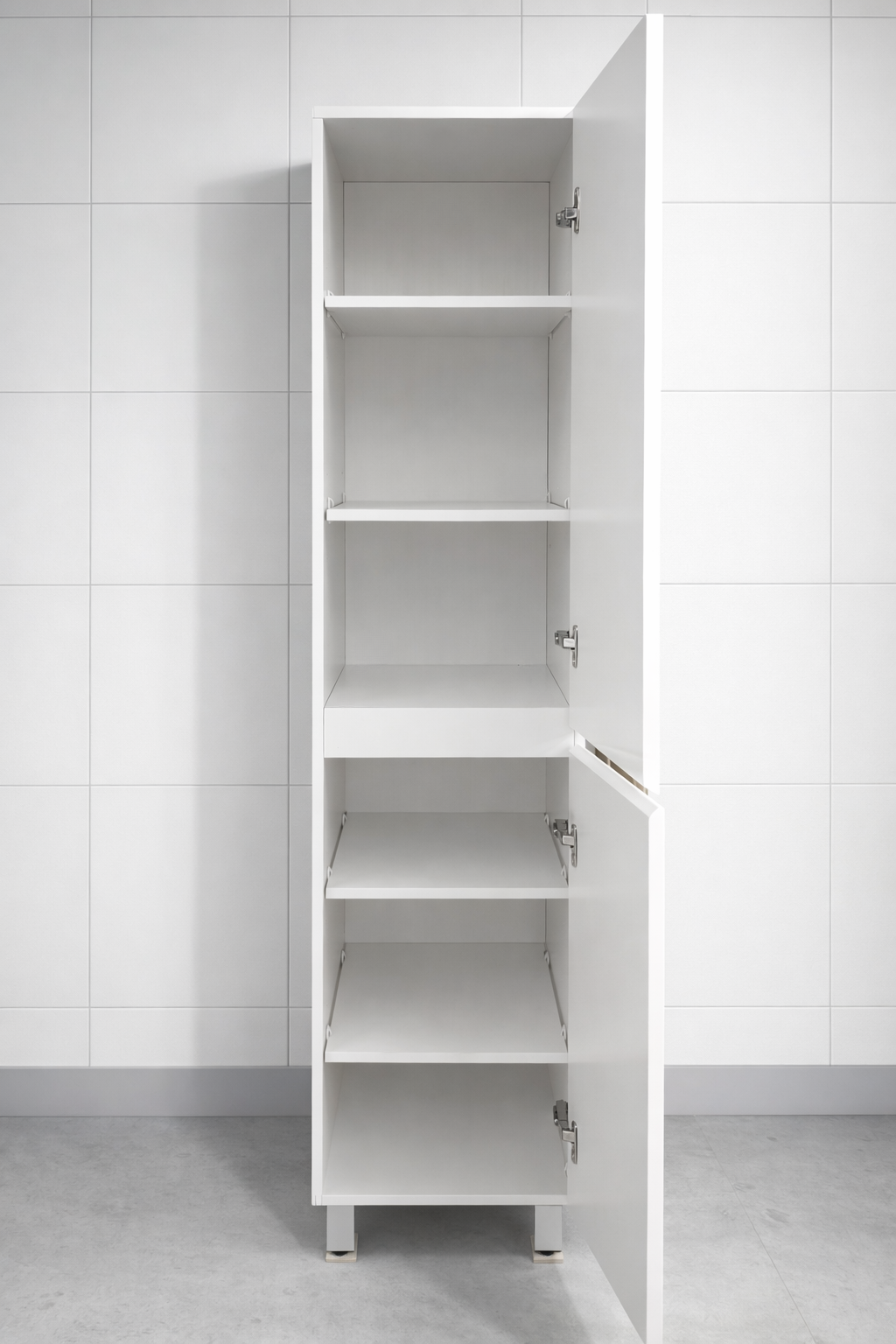 Vellena Plywood Gloss White Bathroom Tallboy Cabinet Wall Hung Legs