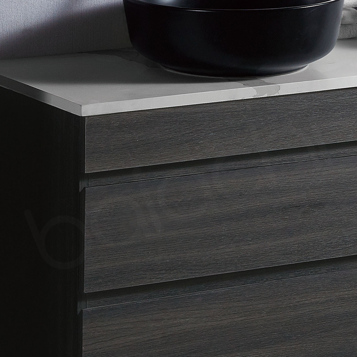 Vellena 1200mm Plywood Empire Oak Wall Hung Bathroom Vanity Calacatta Stone