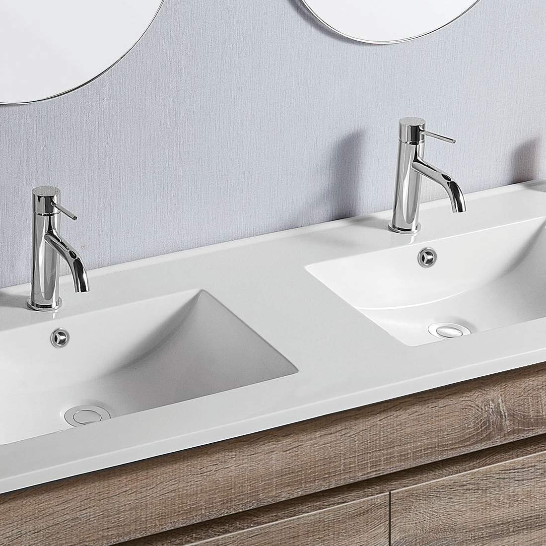Vellena 1200mm PVC Water Proof Prime Oak Wall Hung Bathroom Vanity Double Ceramic Basin