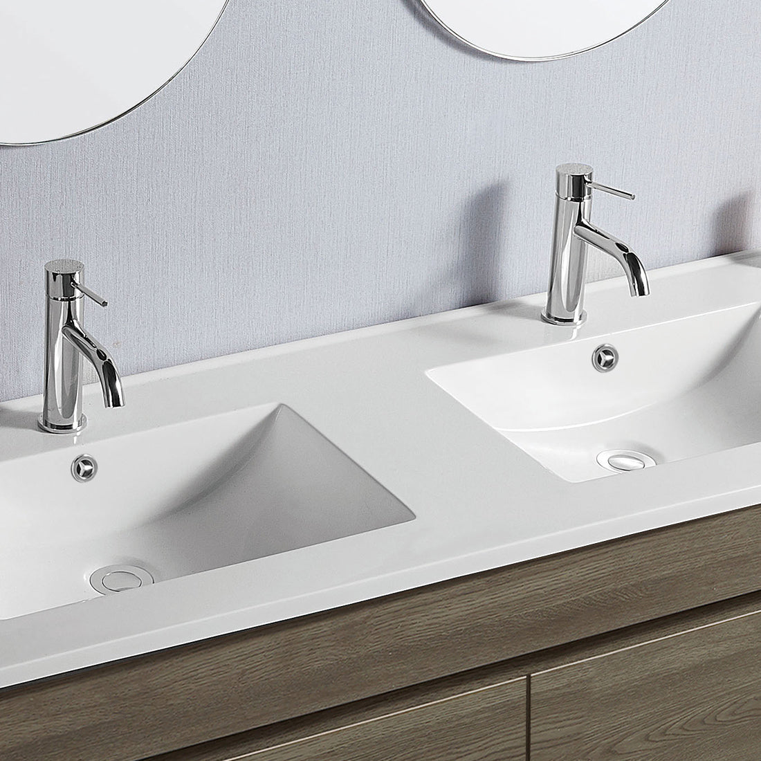 Vellena 1200mm PVC Water Proof Wash White Wall Hung Bathroom Vanity Double Ceramic Basin