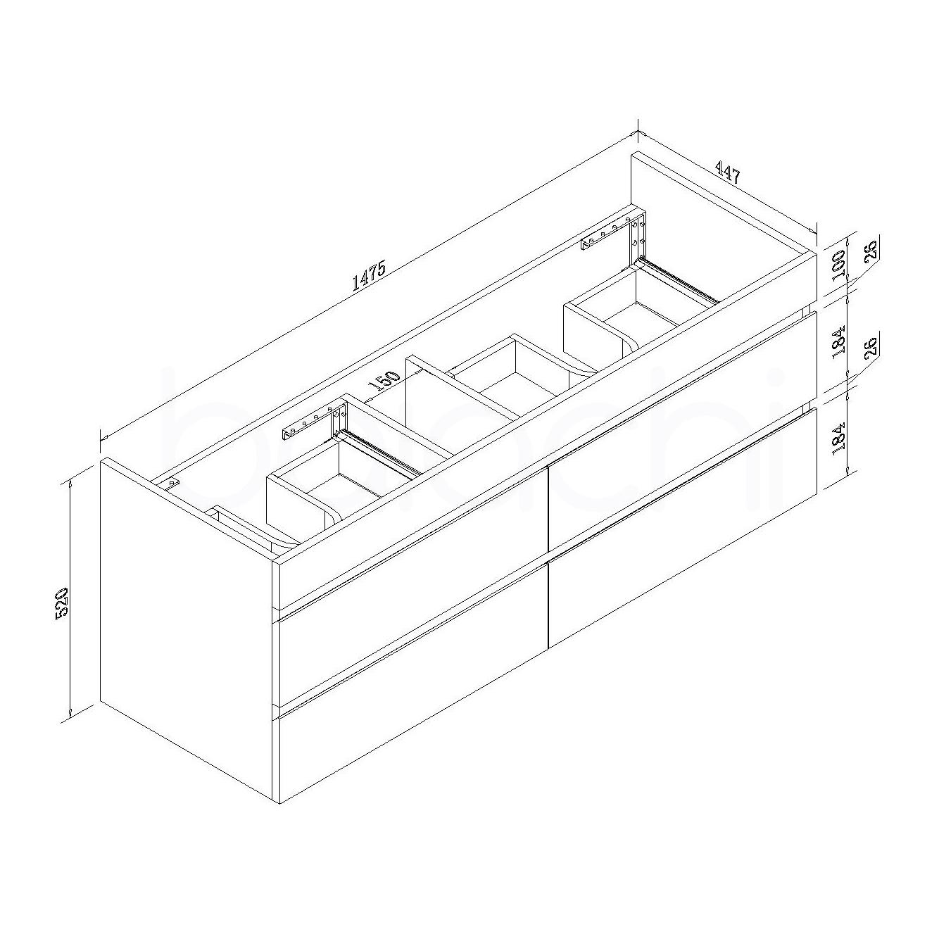Vellena 1500mm PVC Water Proof Empire Oak Wall Hung Bathroom Vanity White Quartz Stone