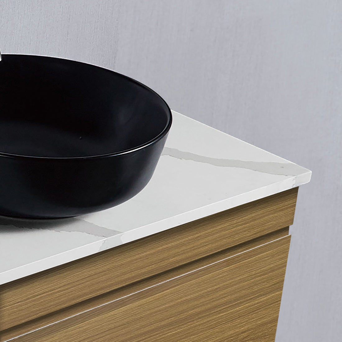 Vellena 600mm Plywood Prime Oak Bathroom Vanity Calacatta Quartz Stone