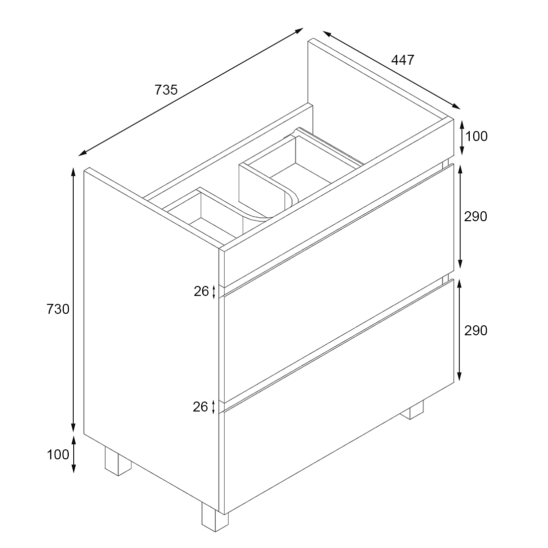 Vellena 750mm PVC Water Proof Empire Oak Bathroom Vanity White Quartz Stone