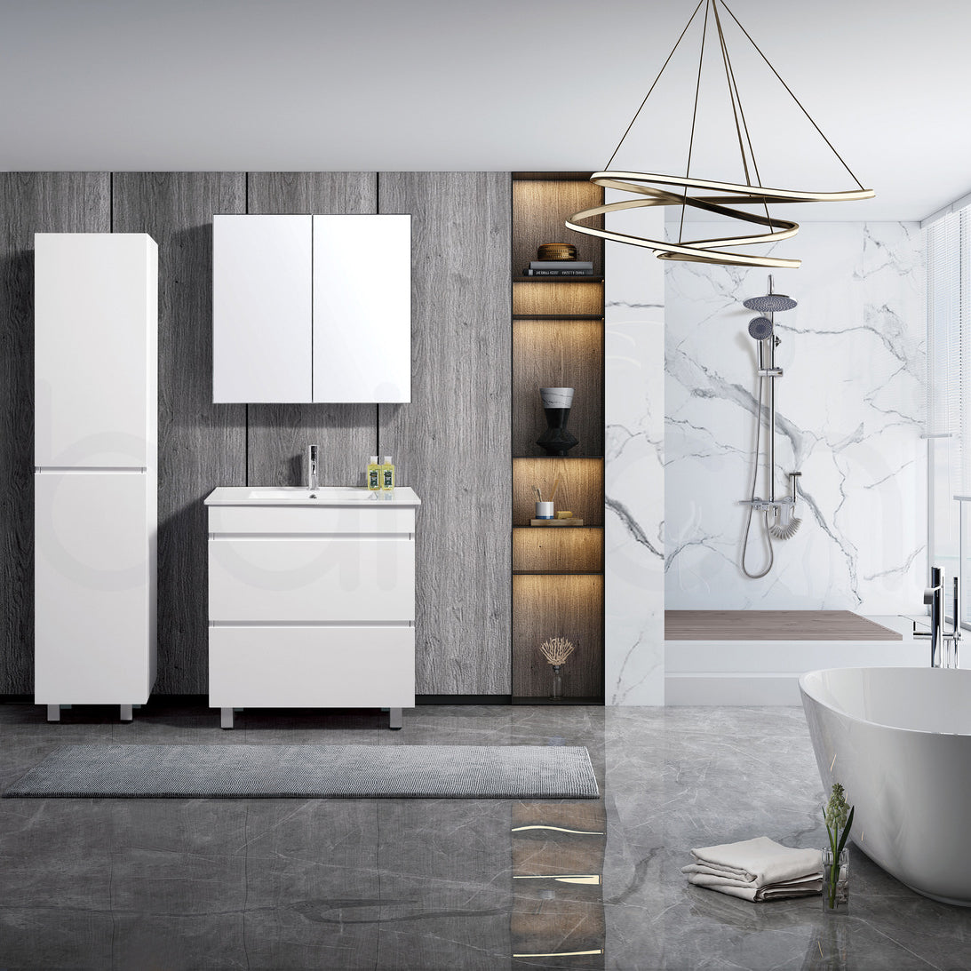 Vellena 750mm PVC Water Proof Bathroom Vanity Ceramic Basin
