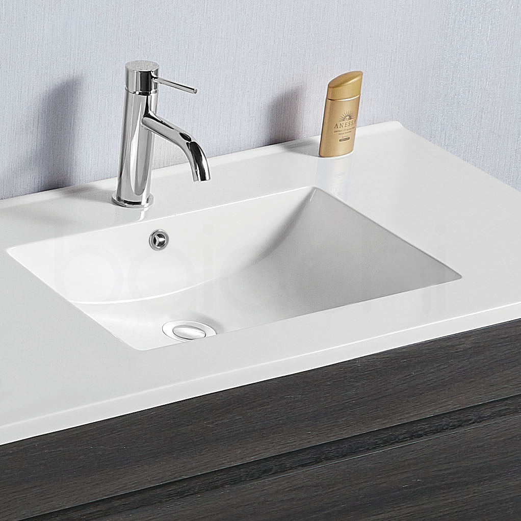 Vellena 750mm PVC Water Proof Empire Oak Wall Hung Bathroom Vanity Ceramic Basin