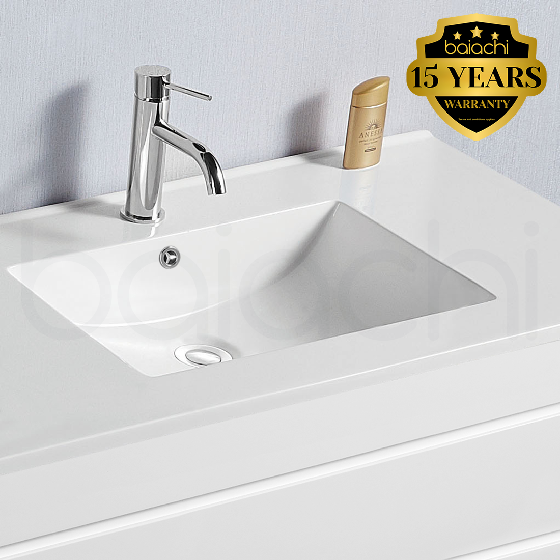 Vellena Plywood 750mm Wall Hung Bathroom Vanity Ceramic Basin