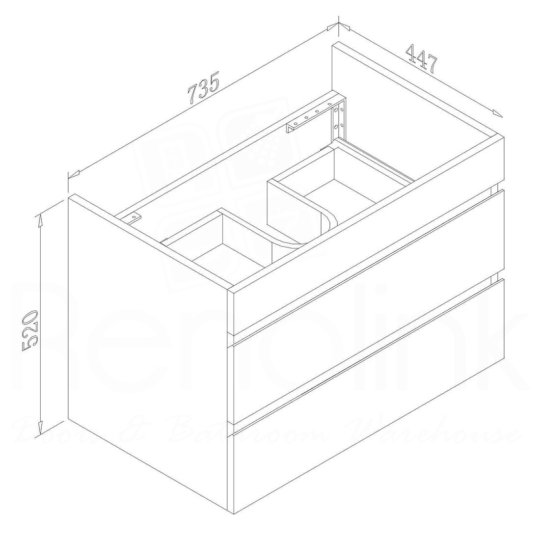 Vellena 750mm PVC Water Proof Matte White Wall Hung Bathroom Vanity Cabinet