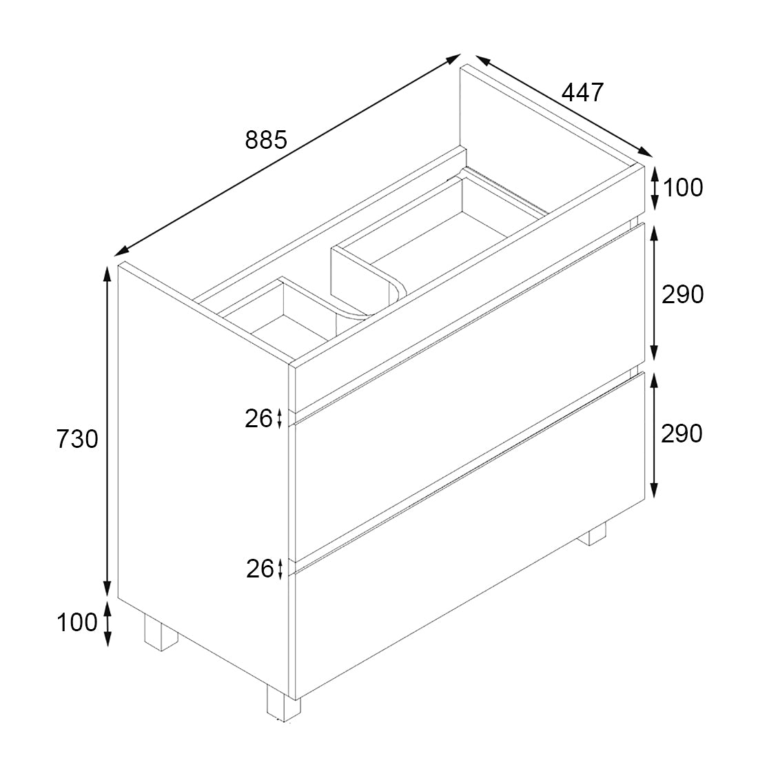 Vellena 900mm PVC Water Proof Bathroom Vanity Cabinet