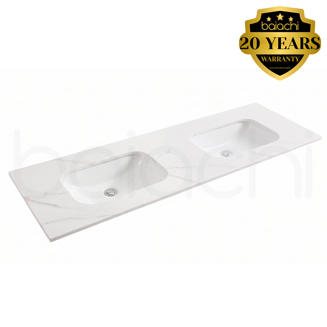 Baiachi 1500mm Calacatta Quartz with Undercounter Stone Double Ceramic Basin