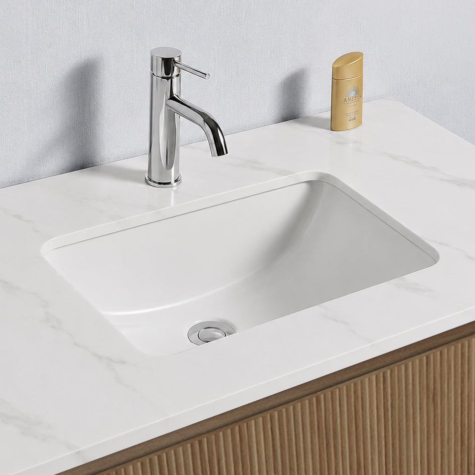 Baiachi Clermont 1200 Fluted Timber Bathroom Vanity Wall Hung Calacatta Stone Undercounter Basin