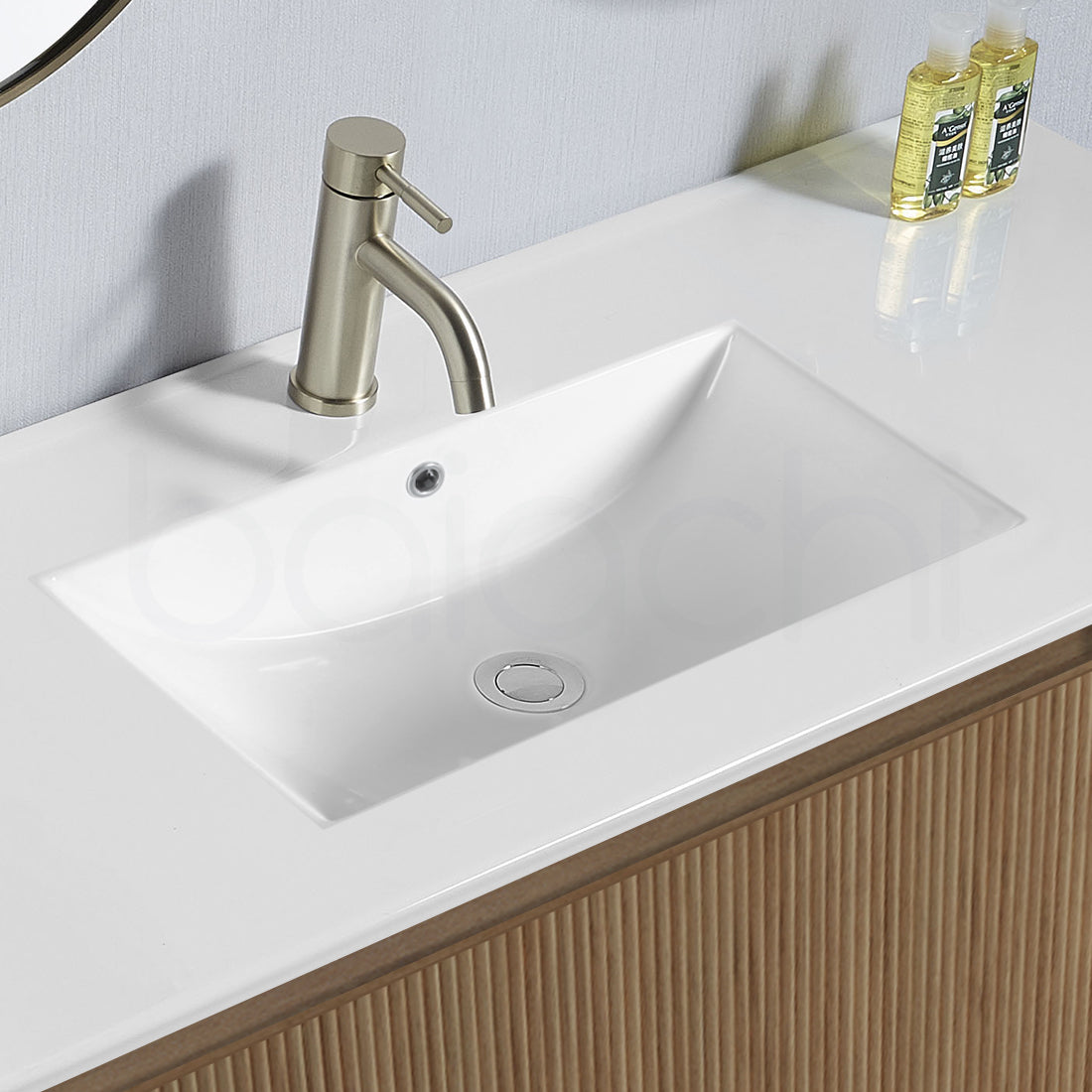 Baiachi Clermont 900 Fluted Timber Bathroom Vanity Wall Hung Ceramic Basin