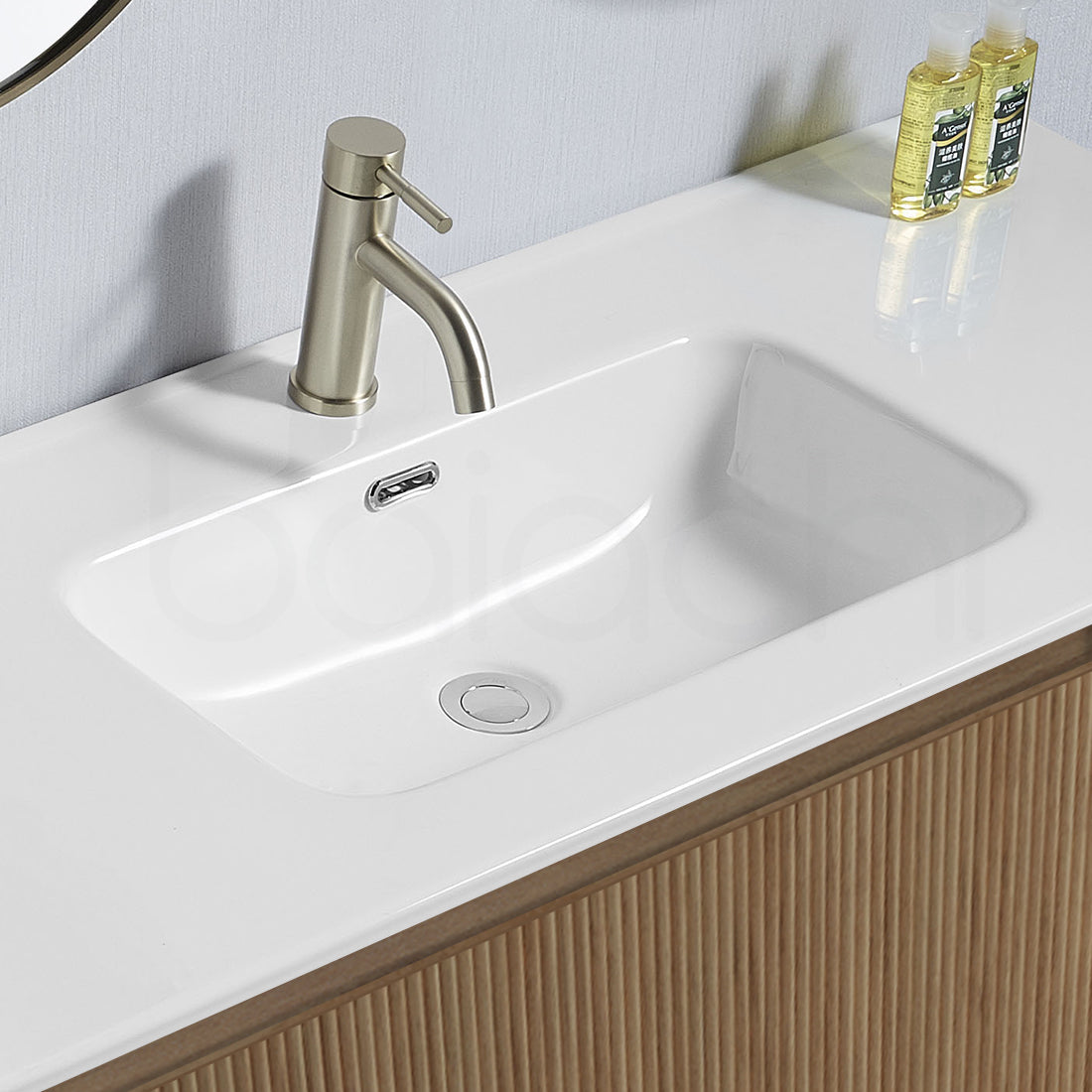 Baiachi Clermont 750 Fluted Timber Bathroom Vanity Wall Hung Ceramic Basin