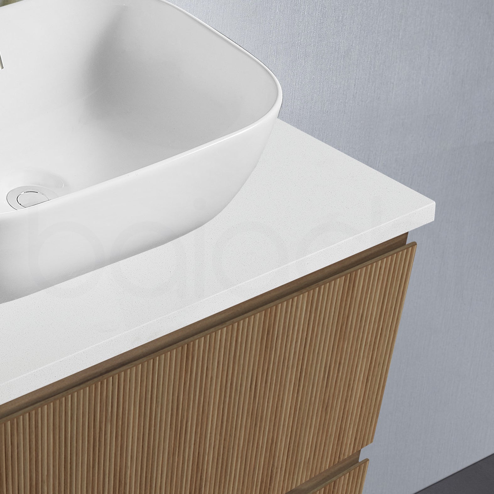 Baiachi Clermont 1200 Fluted Timber Bathroom Vanity Wall Hung White Stone