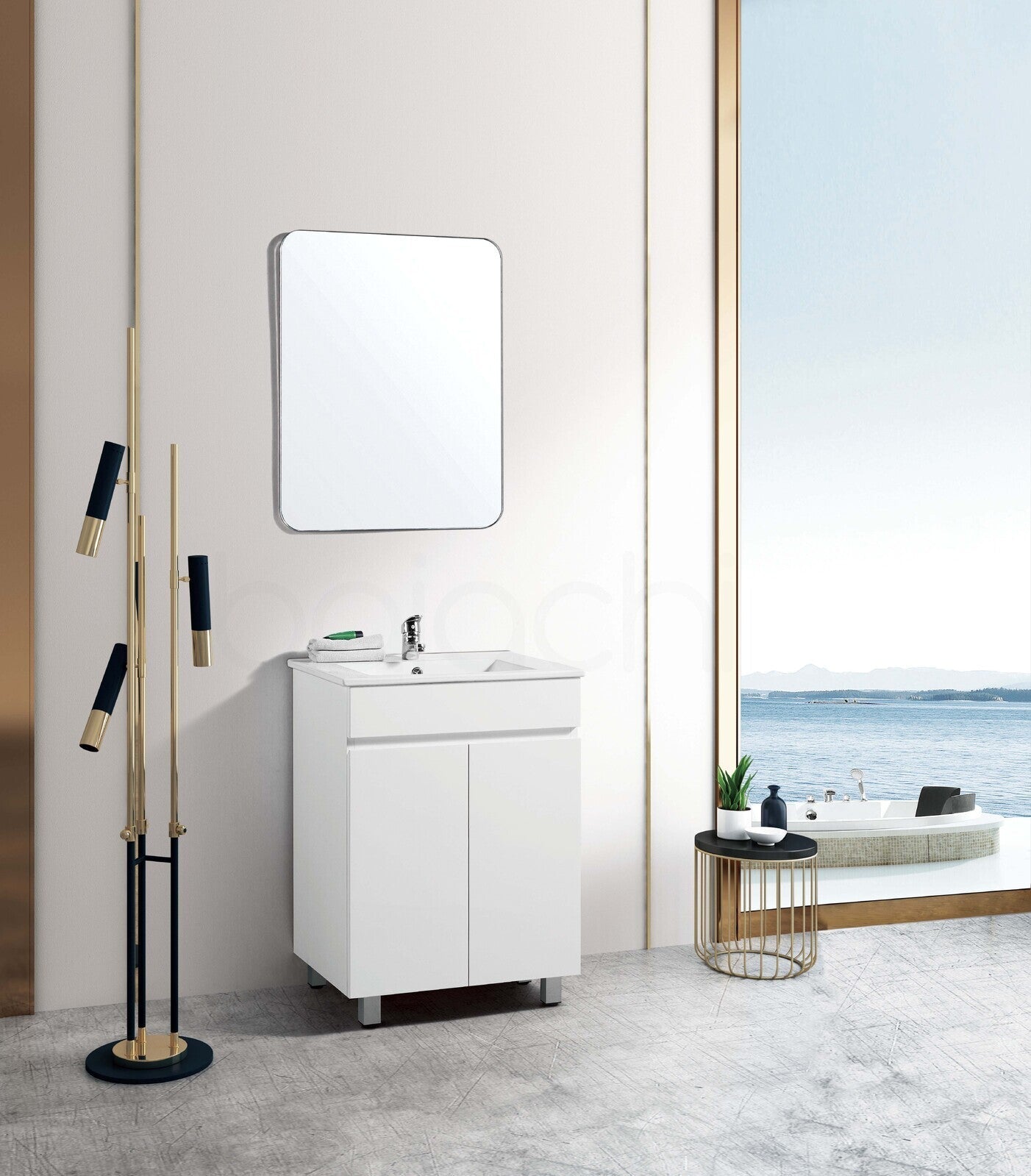 PACKAGE DEAL Windsor 600mm Bathroom Vanity Wash Basin INCLUDING Mixer & Plugwaste