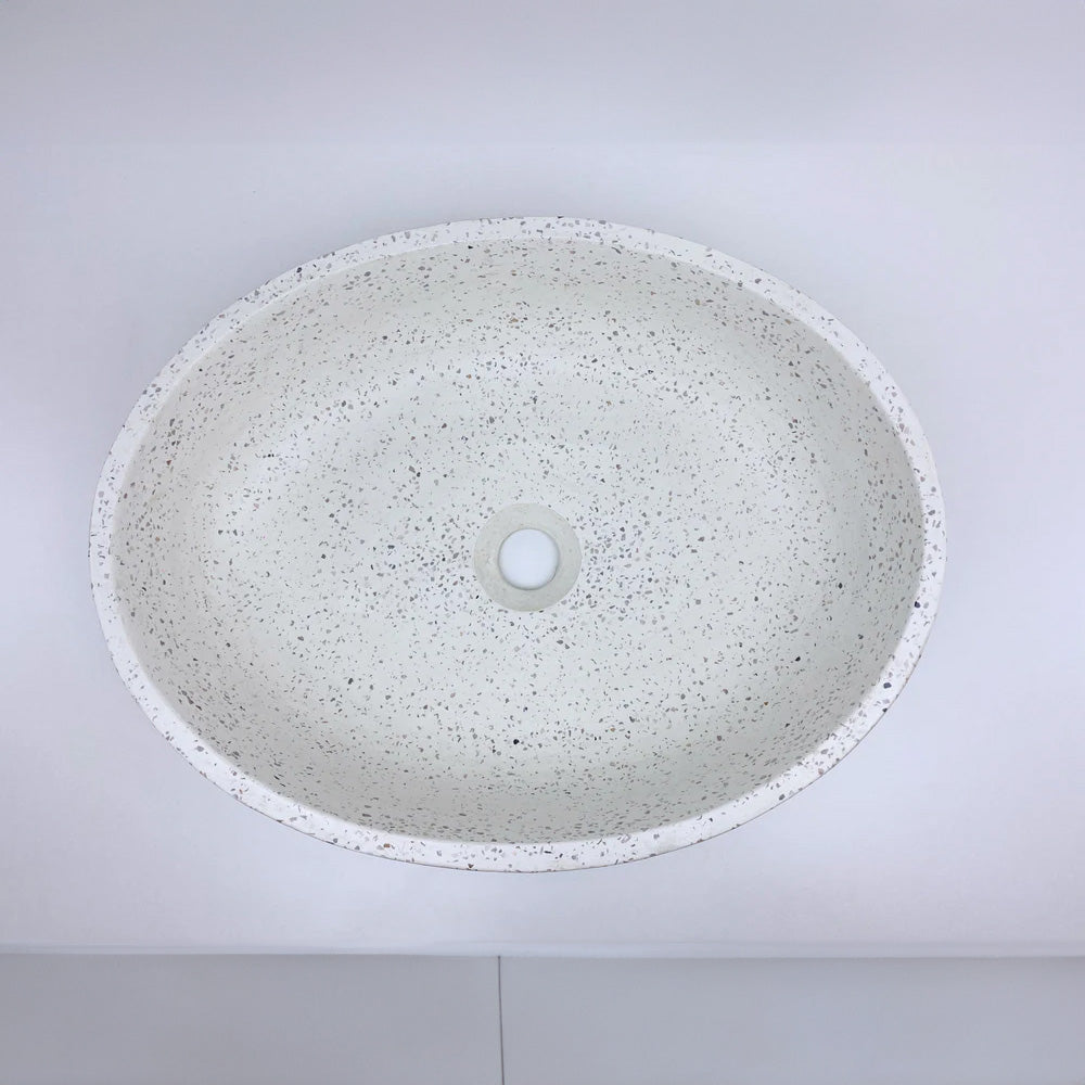 Spring Hill Designs Helia Petite Oval Above Counter Concrete Basin White Terrazzo