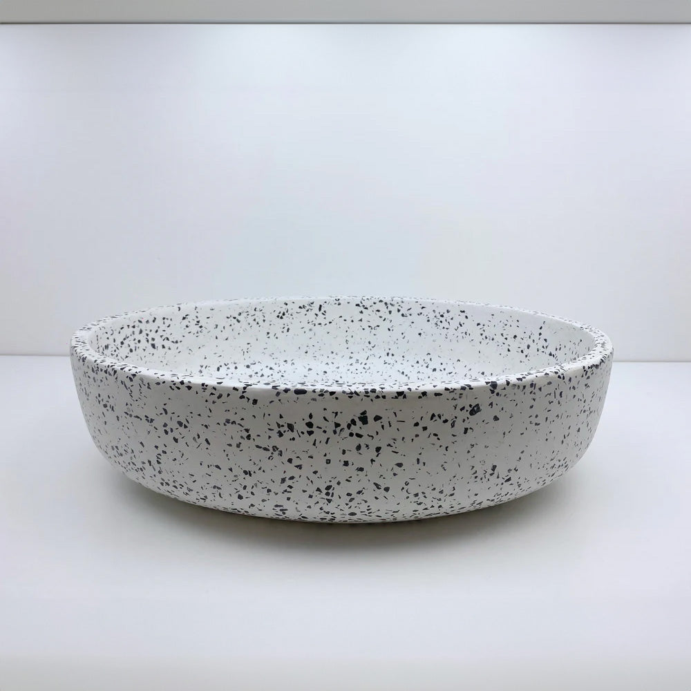 Spring Hill Designs Helia Petite Oval Above Counter Concrete Basin White Terrazzo Black Aggregate
