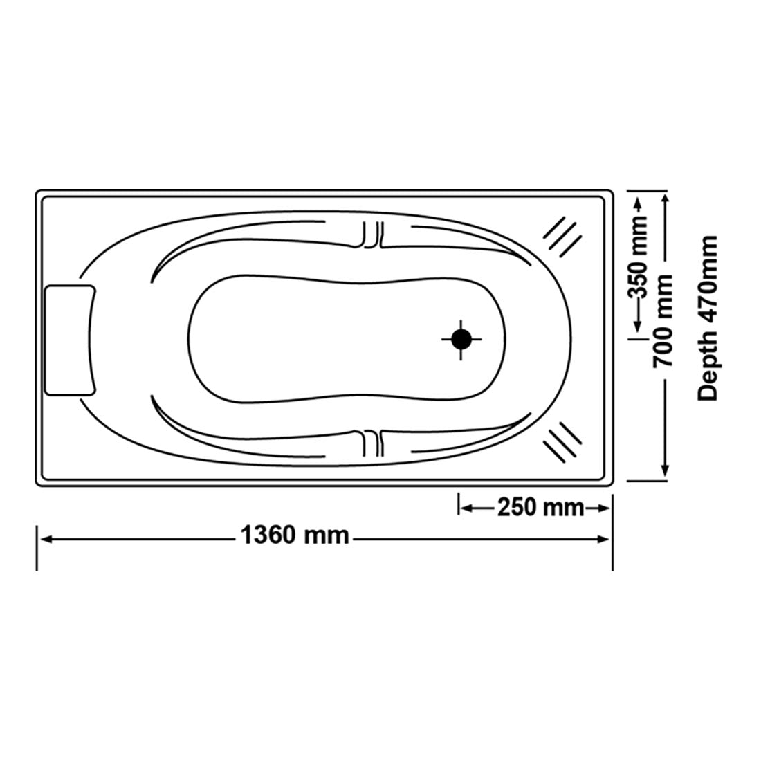 Alita 1380mm 12 Jets Drop-in Spa Bath Electronic Touch Pad