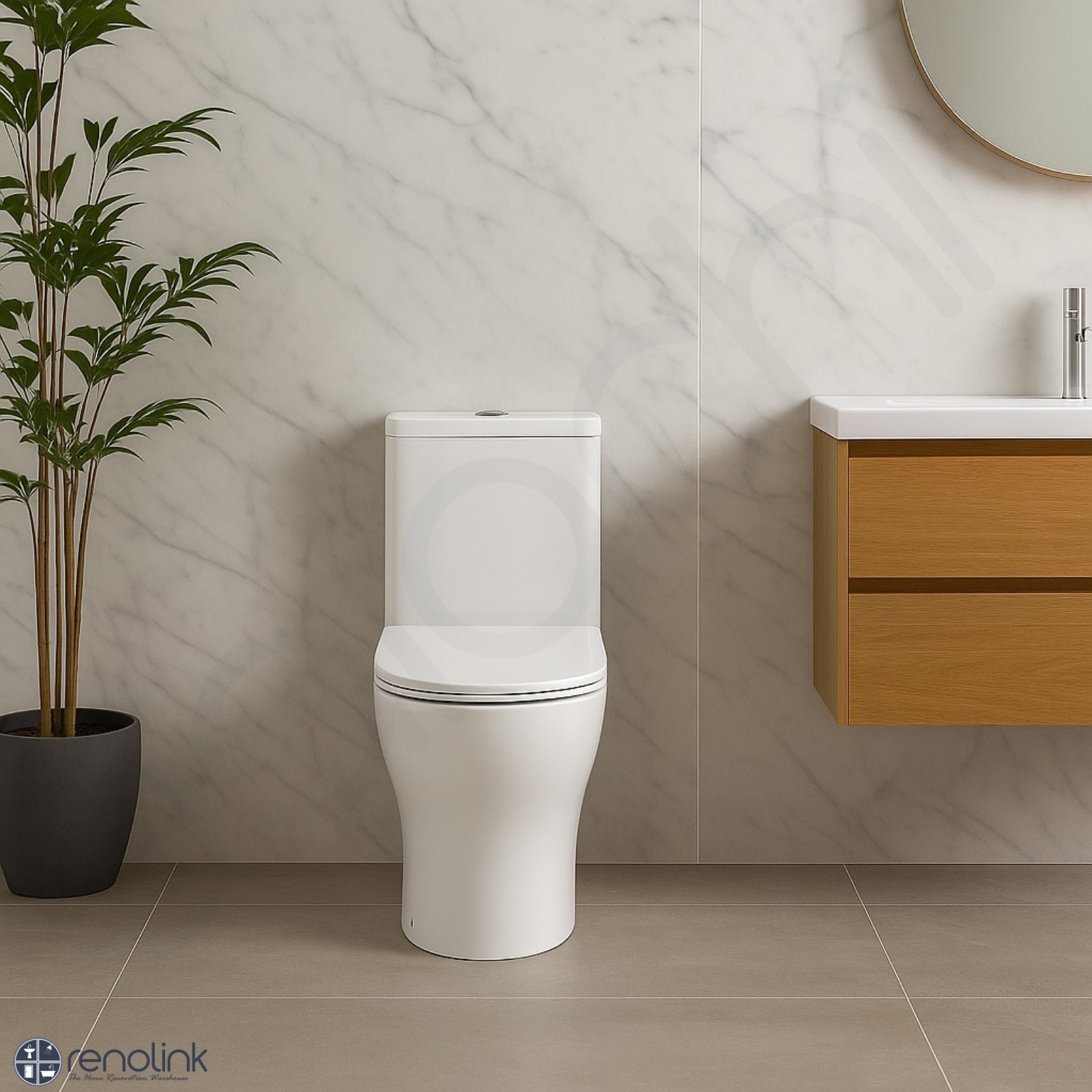Carlton Rimless Bathroom Toilet Suite Ceramic Back To Wall Soft Close