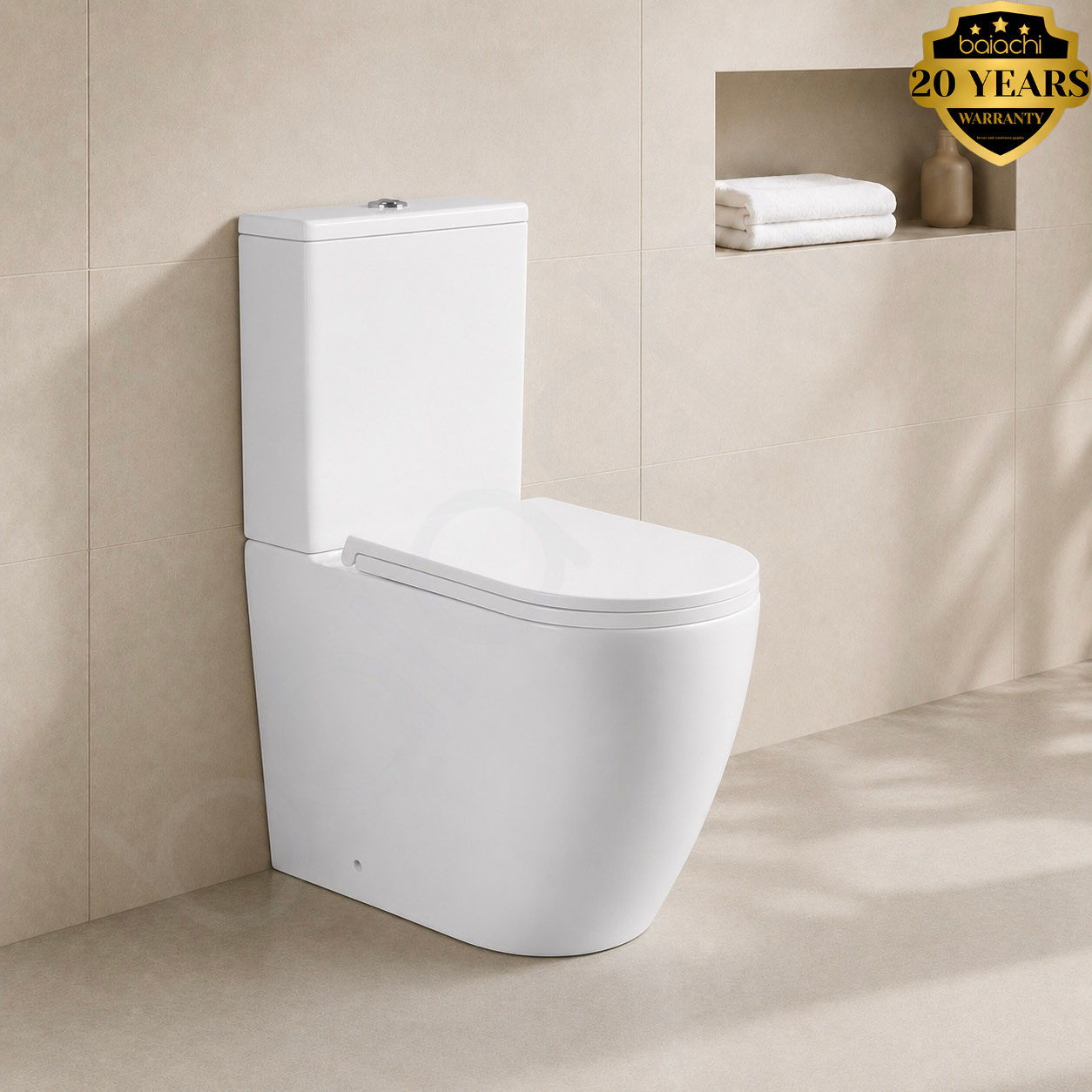 Baiachi Alpha Compact Vortex Rimless Tornado Toilet Suite