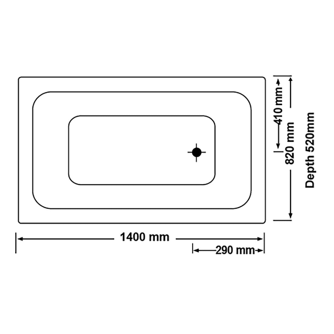 Grandismo 1400mm 12 Jets Drop-in Spa Bath Hot Pump