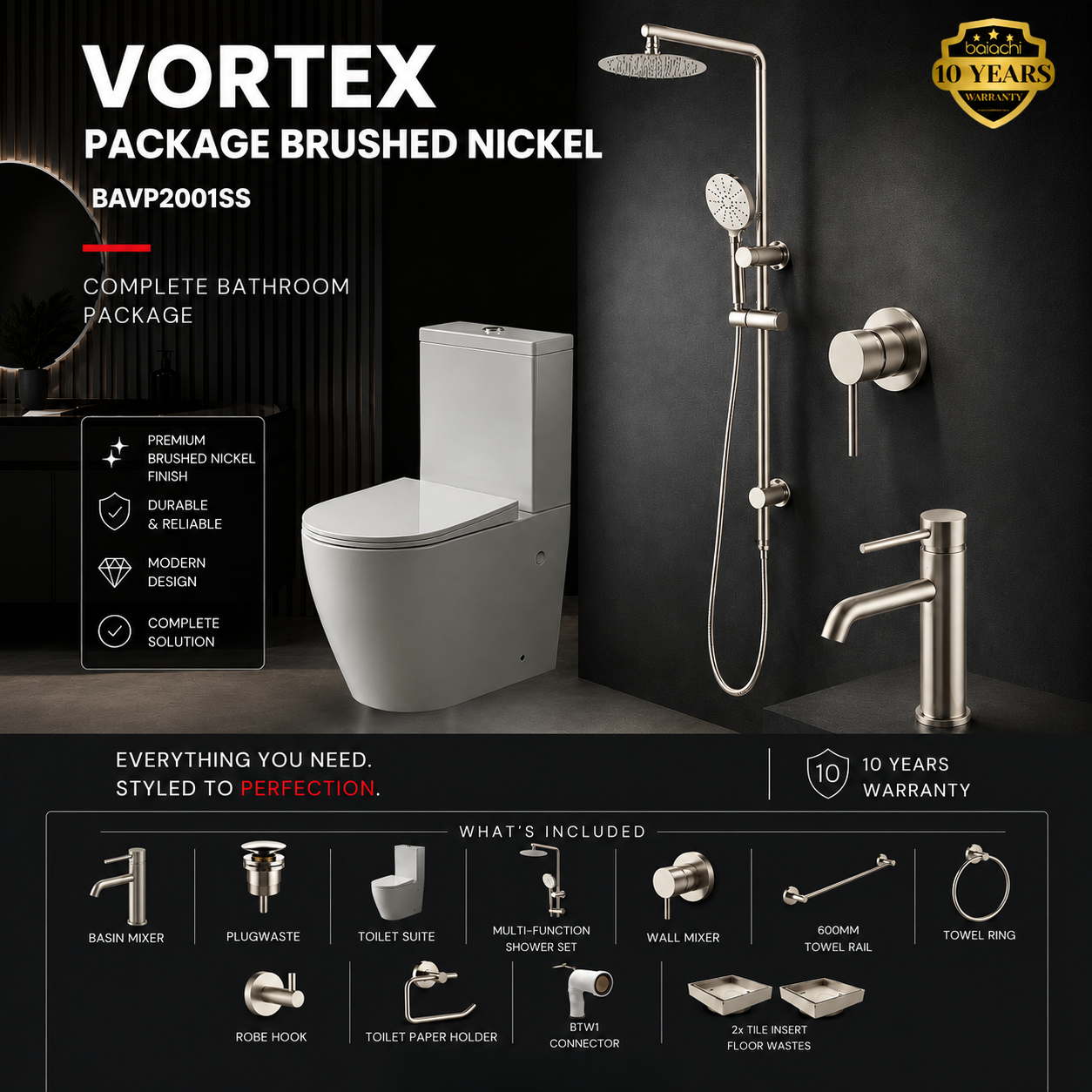 VORTEX PACKAGE BRUSHED NICKEL 2001SS