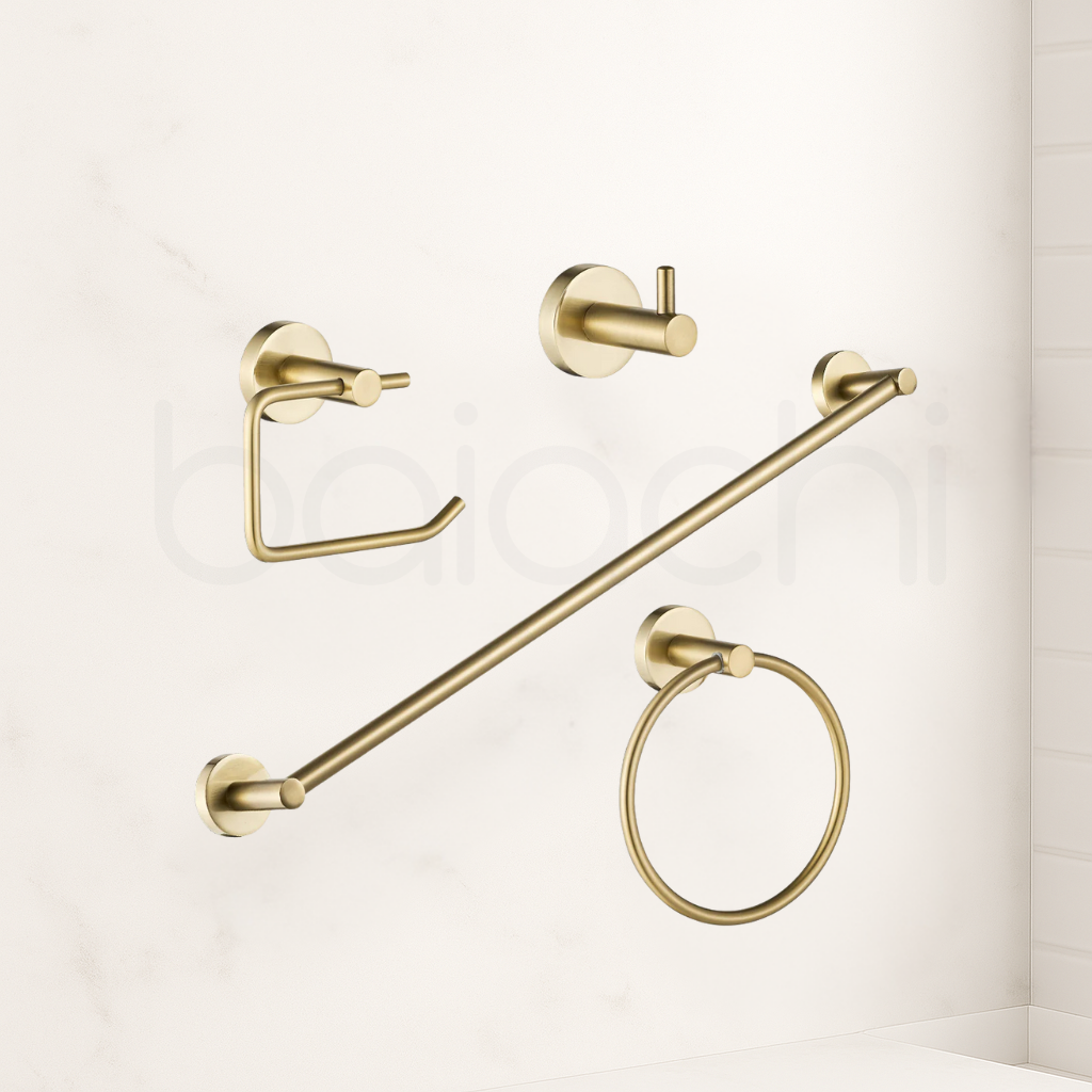 Baiachi 4 Piece Bathroom Accessory Set Brushed Gold