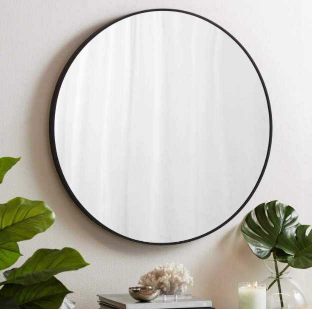 Otus Round Stainless Steel Frame Mirror Matte Black
