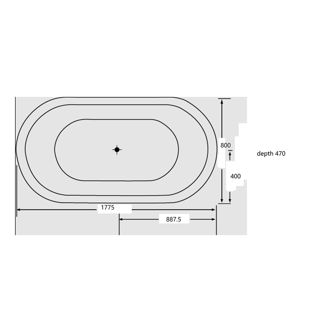 Estella 1680mm Drop-In Bath Tub