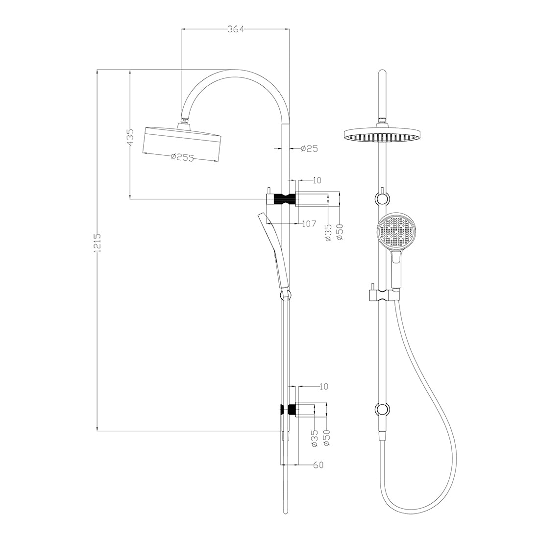 Linie Round Multi-Function Shower Set Brushed Gold 250mm