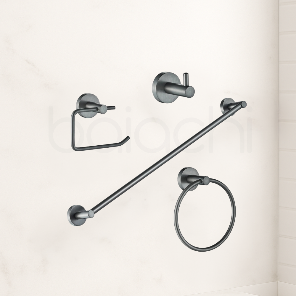 Baiachi 4 Piece Bathroom Accessory Set Gun Metal