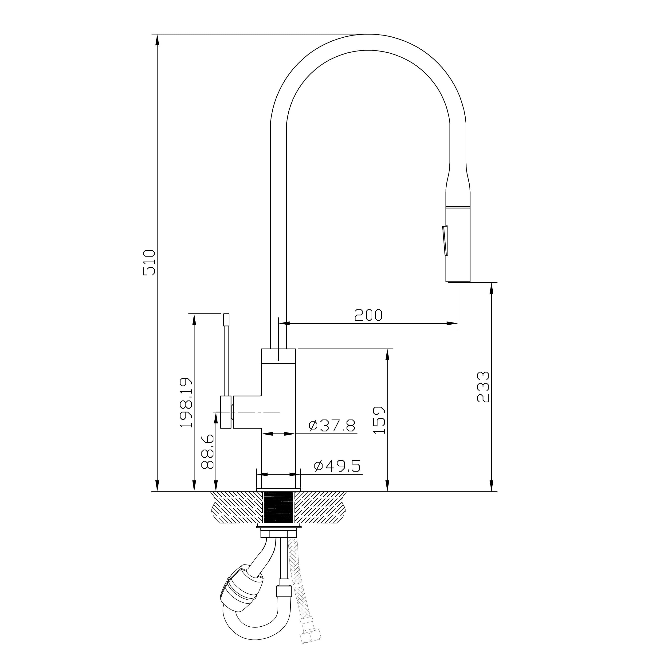 Aziz Pull-Out Kitchen and Laundry Sink Mixer Matte Black