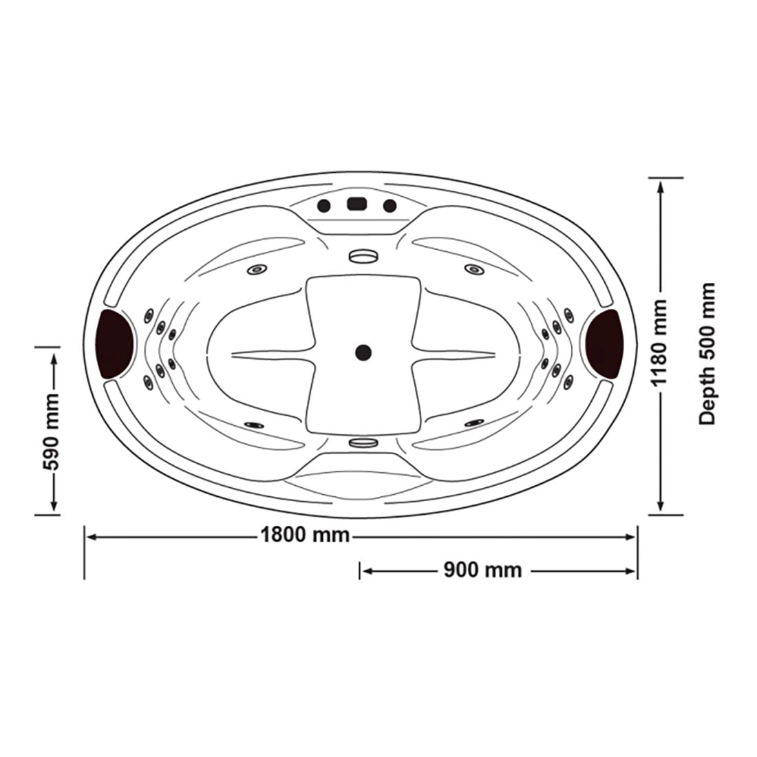 Joya 1800mm 16 Jets Drop-in Spa Bath Hot Pump