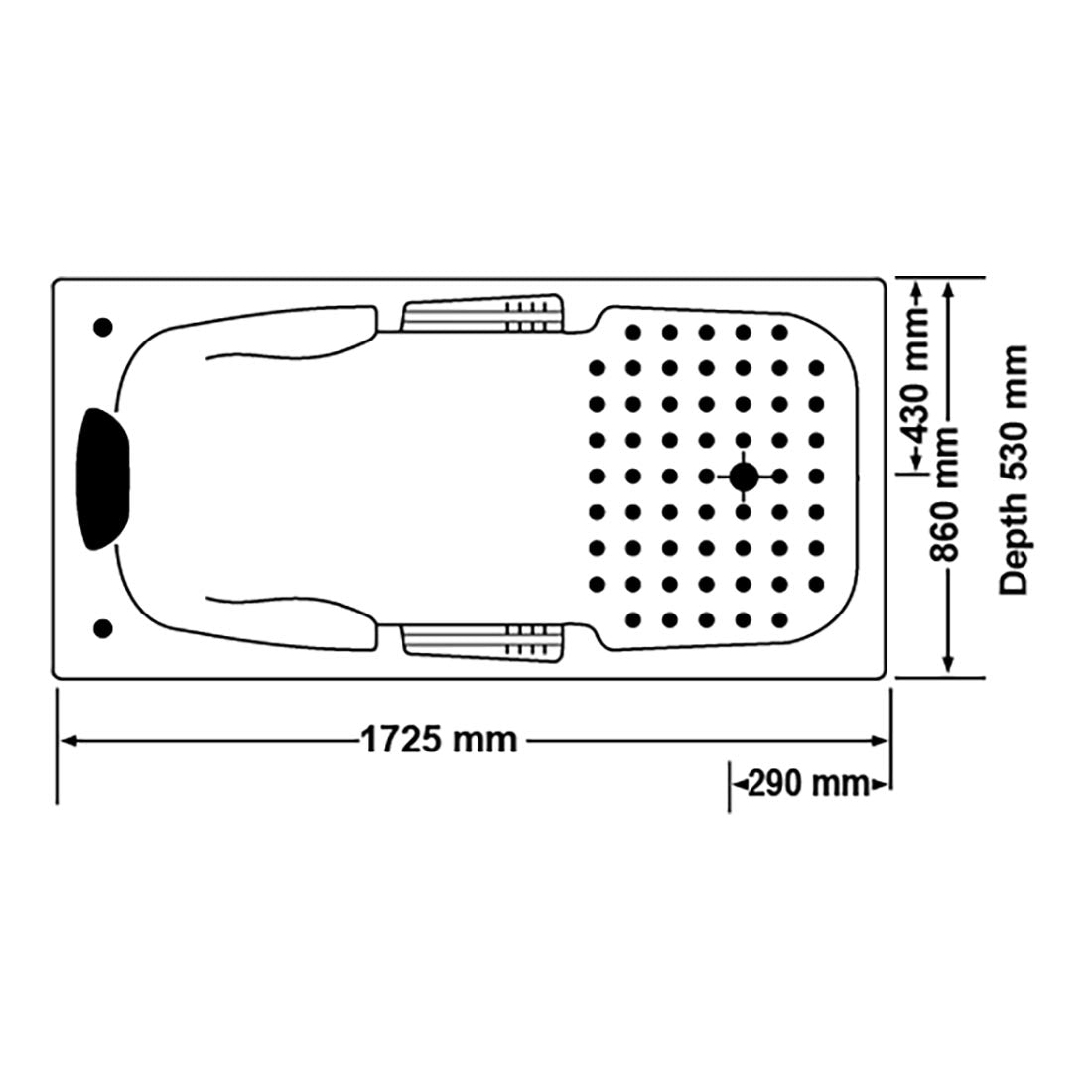 Marchena 1725mm 11 Jets Drop-in Spa Bath Spa Key Remote with Down Light